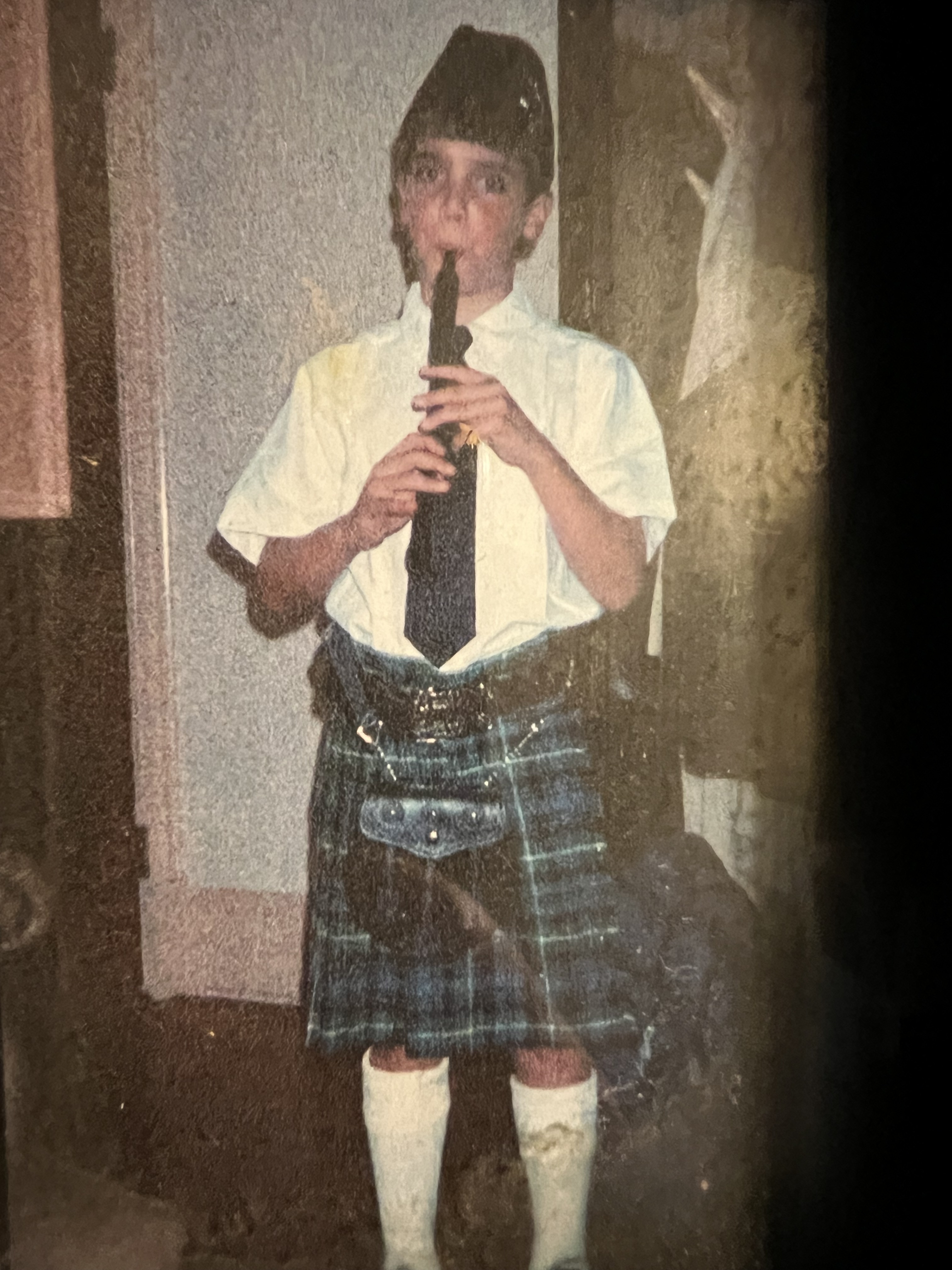 Young Eli with the practice chanter