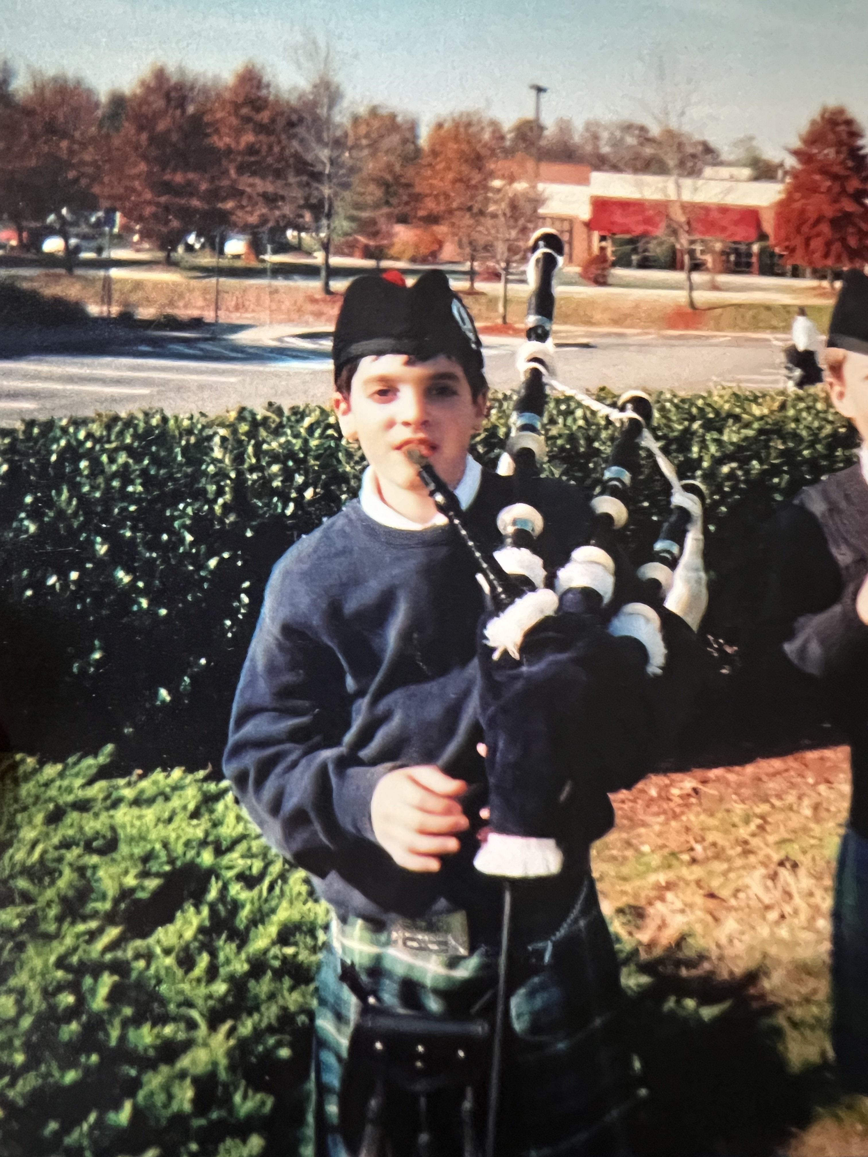 Young Eli with his first set of bagpipes