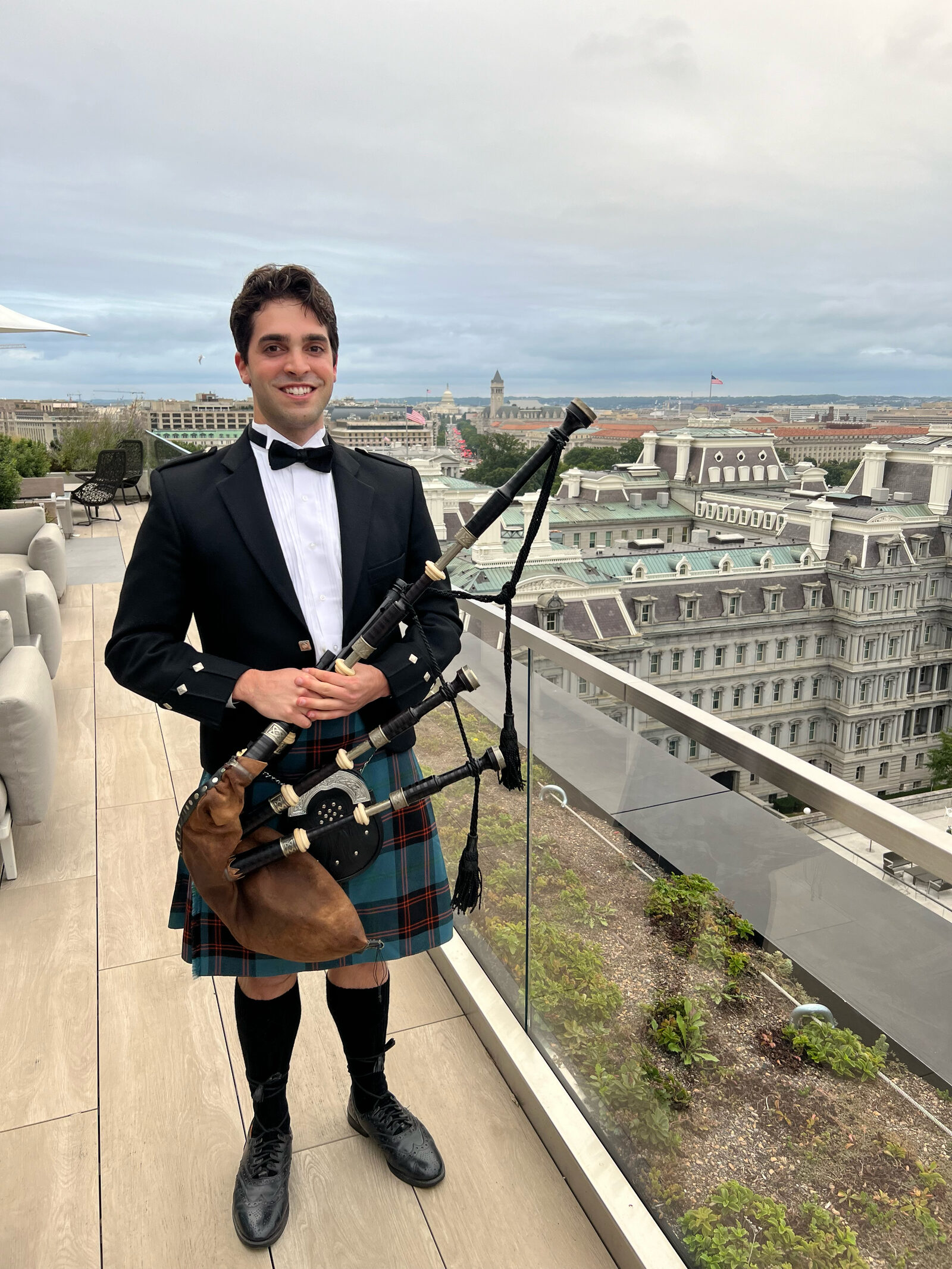 Playing a corporate event on a rooftop in Washington, DC, 2023